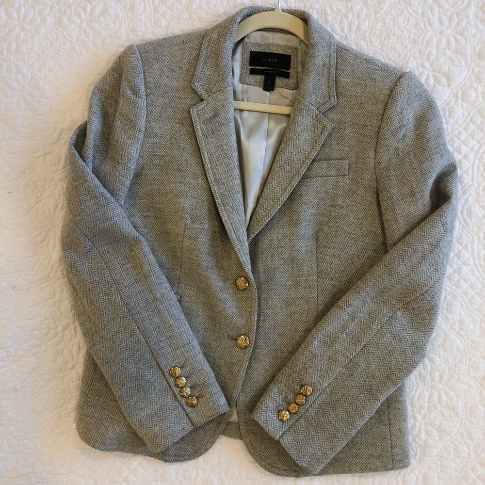 Gray Wool Herringbone J.Crew Schoolboy blazer